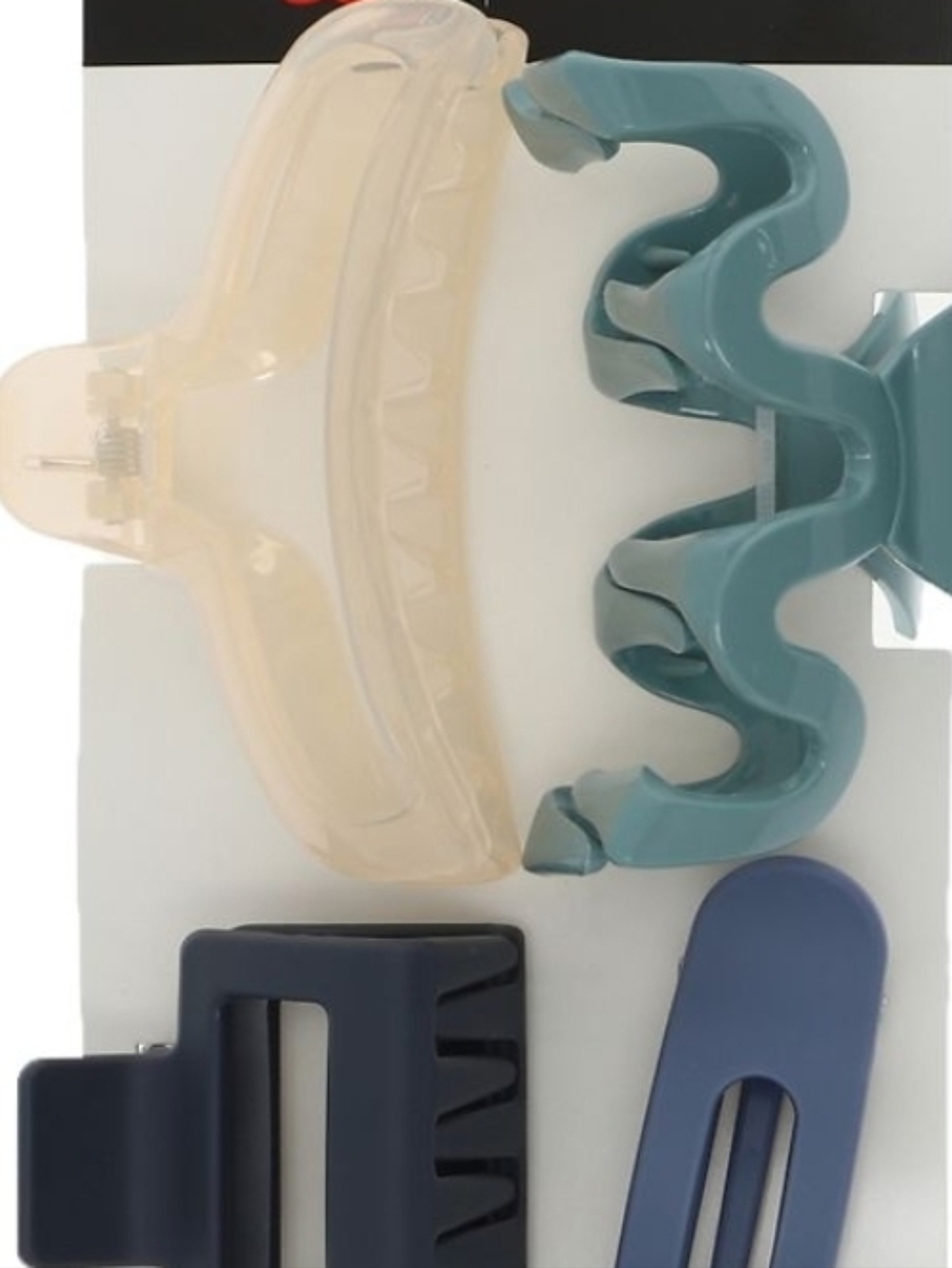 Set of 4 Hair Claws in Teal, Navy, Blue and Translucent Peach